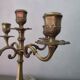 Antique 4-branch candlestick or candelabra in engraved spelter