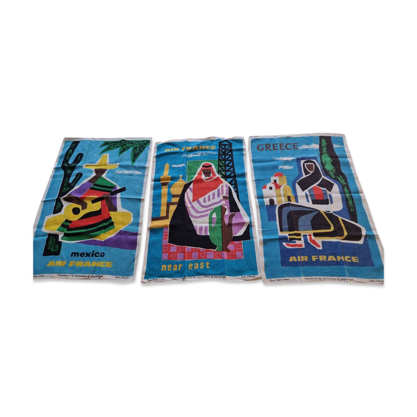 Vintage air france decoration linen, guy georget, wall art