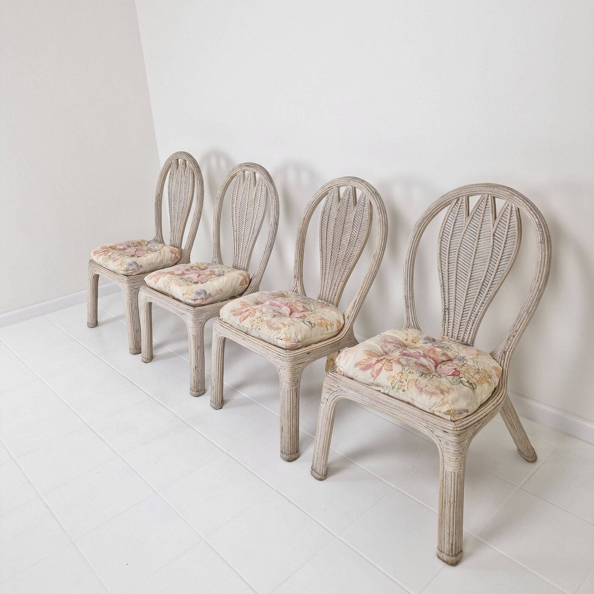 Set of 4 Vintage 'Palm Leaf' Chairs by Vivai del Sud – Hollywood Regency