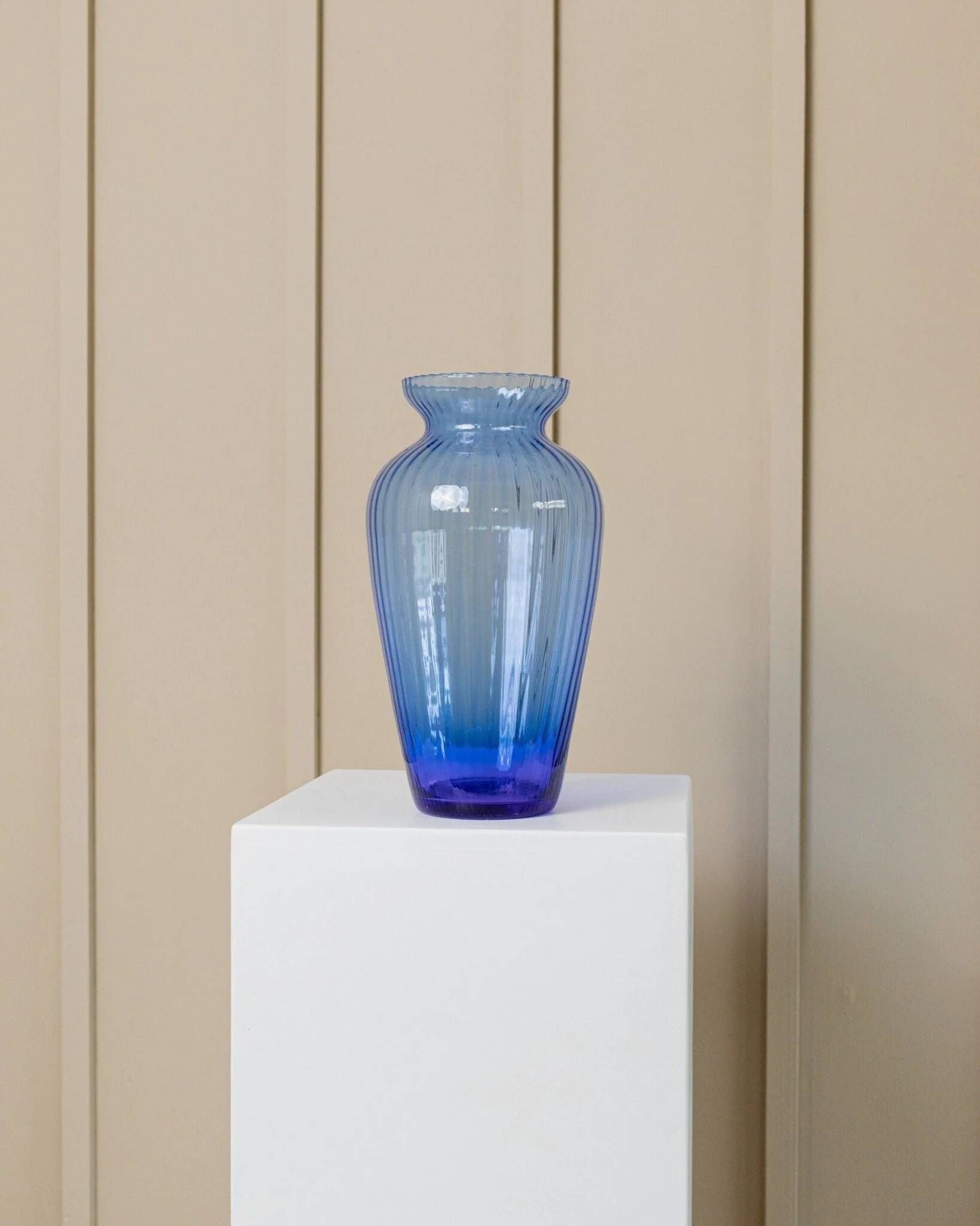 XL Murano Glass Vase in Blue, Italian Mid-Century Art Glass, 1970s