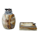 Magnifique service à fumeur en onyx des années 1960. Fabriqué en Italie.