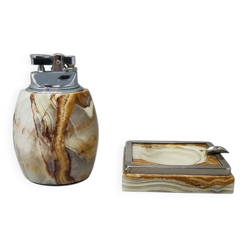 1960s Gorgeous Smoking Set in Onyx. Made in Italy