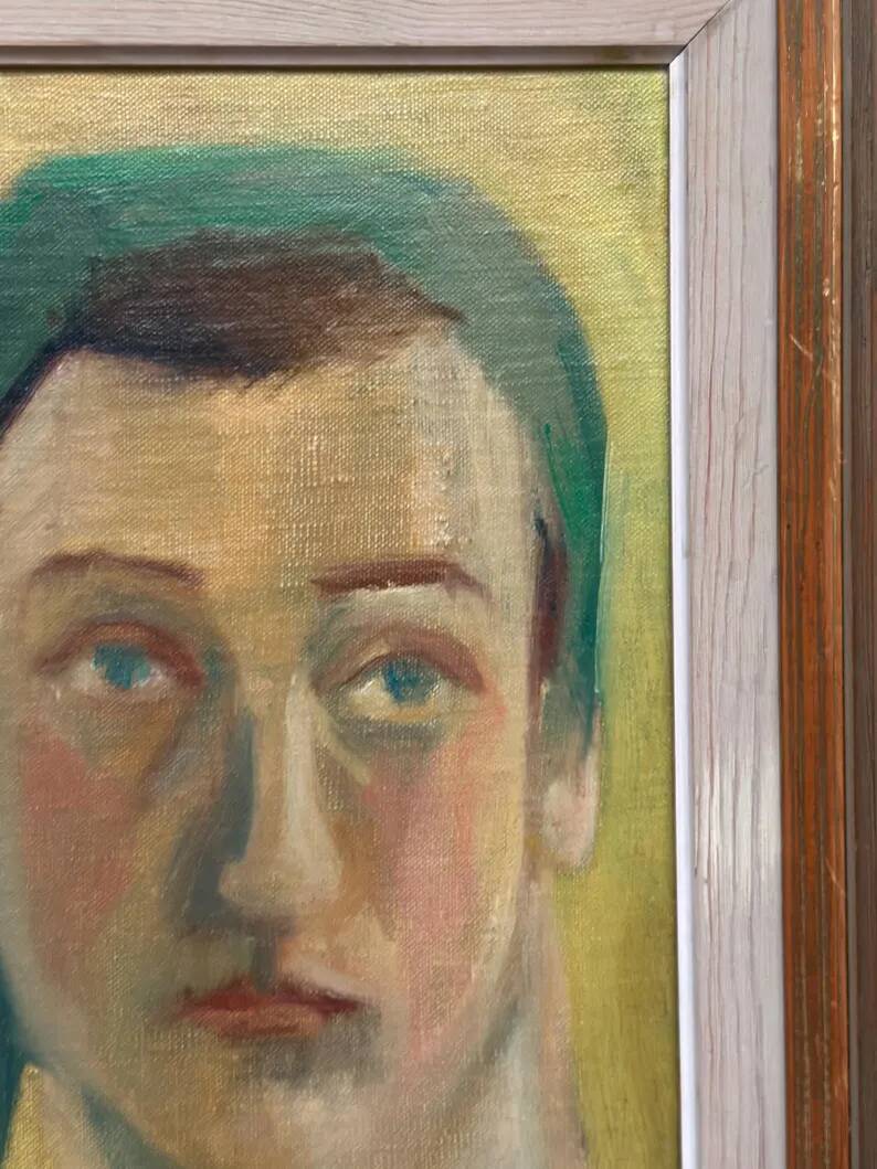 Huile sur panneau d'origine suédoise – "Portrait" par A.-S. Nilsson – Signé – Vintage et encadré – 44 × 32 cm (17,3" × 12,6")