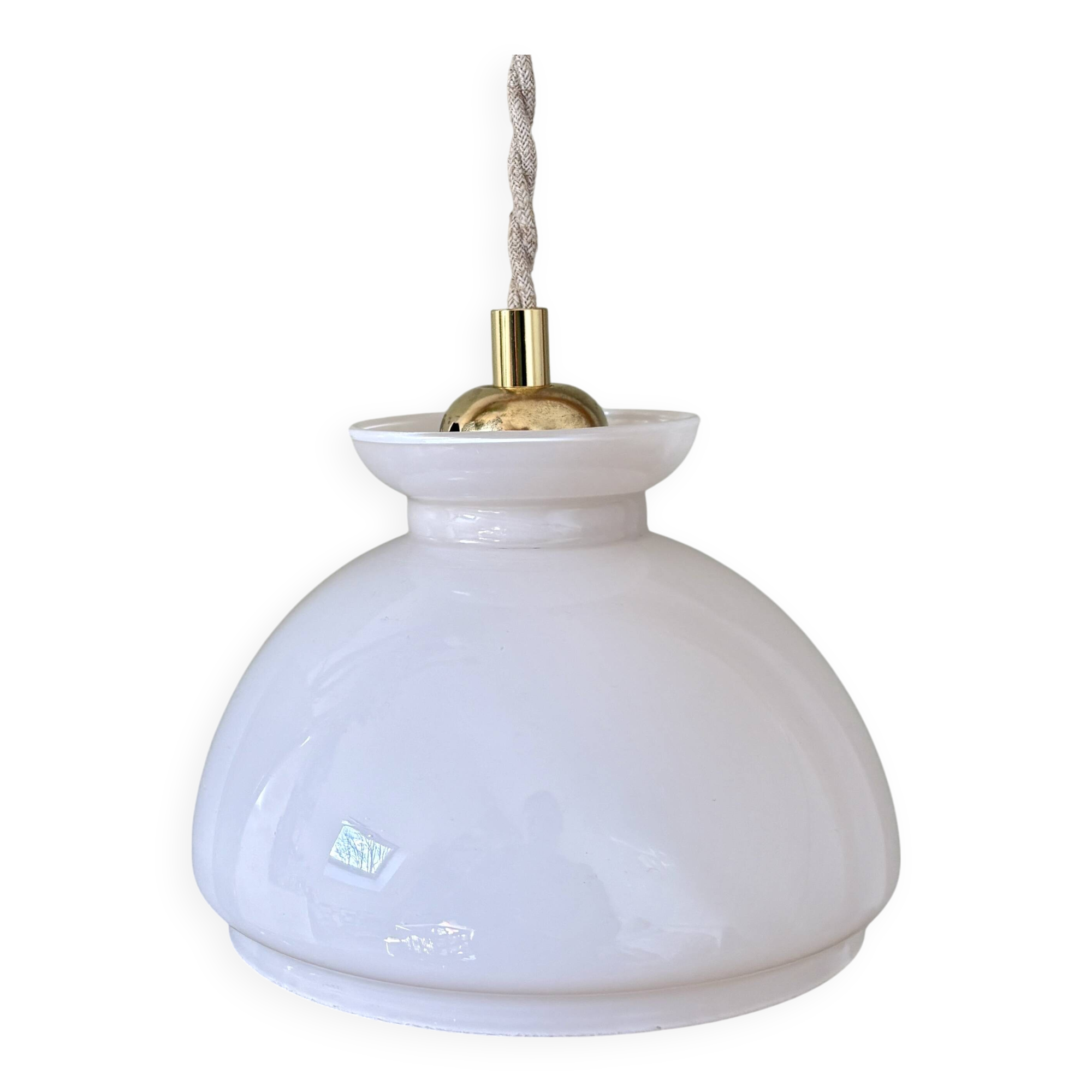 Vintage white opaline lampshade pendant light