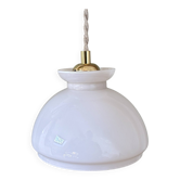 Suspension abat-jour vintage en opaline blanche
