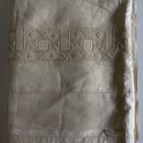 Trousseau sheet in linen thread with Nabeul silk embroidery, old-new