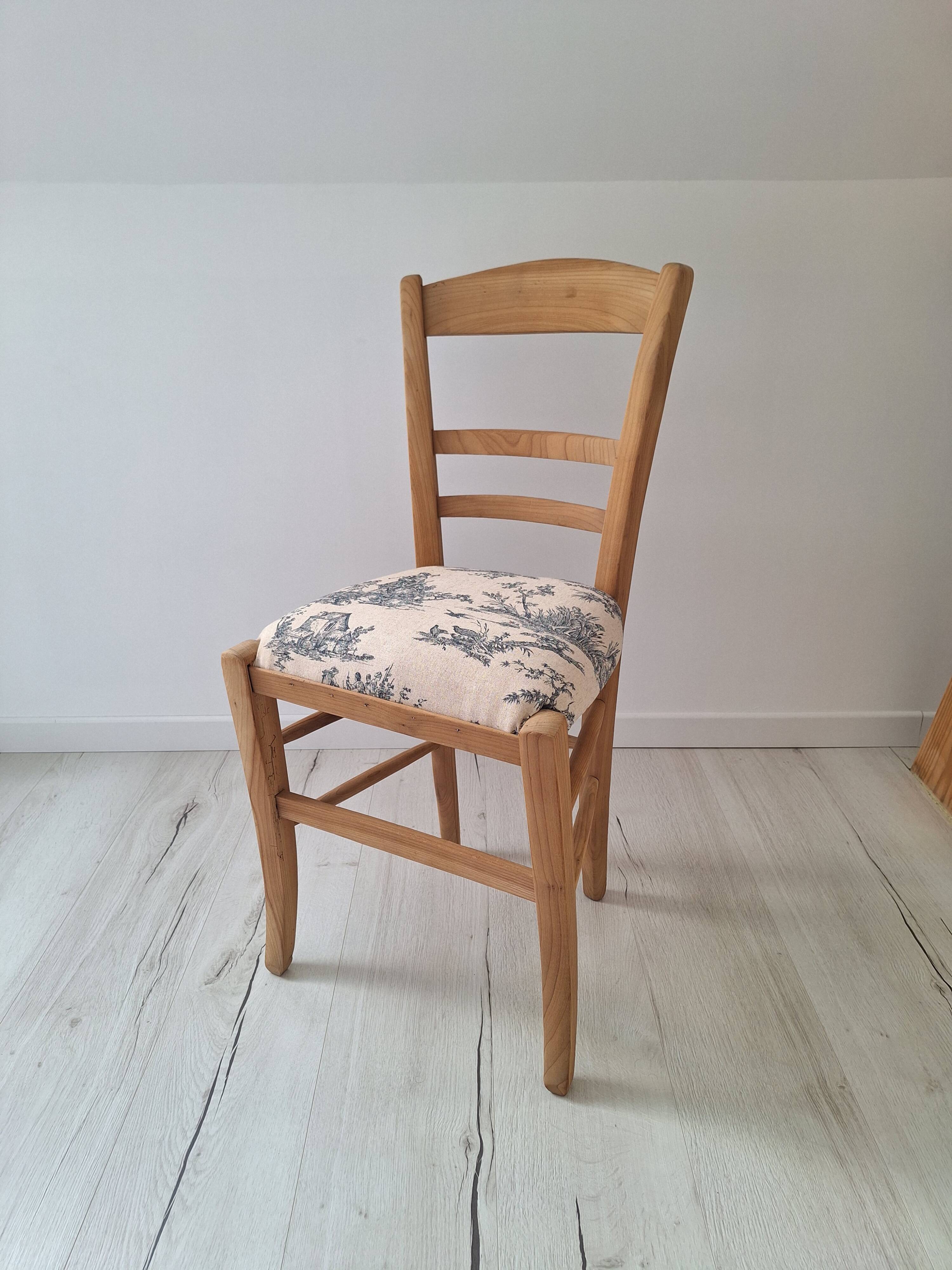 Chaise de campagne en toile de Jouy bleu