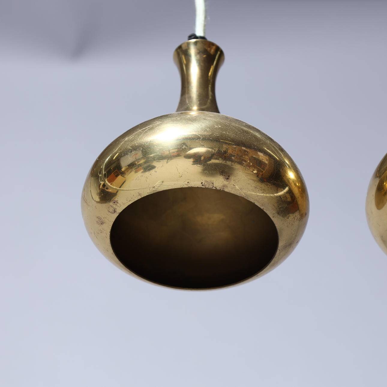 pair of brass pendant lights - Denmark 1970s