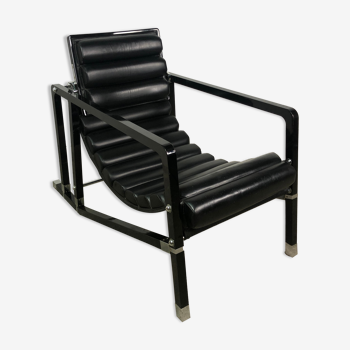 Black and chrome armchair Eileen Gray for Ecart Int. vintage 80'S