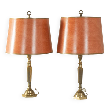 2 grandes lampes de table en laiton des années 60