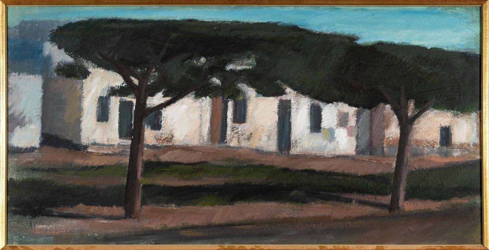 Huile sur toile suédoise du milieu du siècle – « Tunisie » par Helge Jean Ragnar