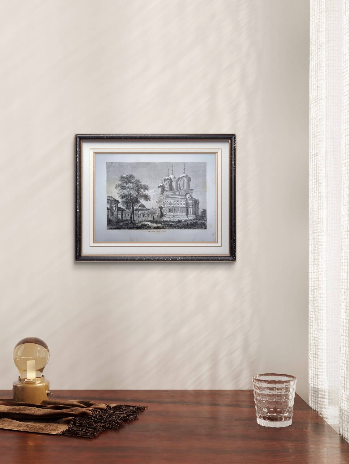 Curtea de Argeș, Romania. Printed illustration from 1866.