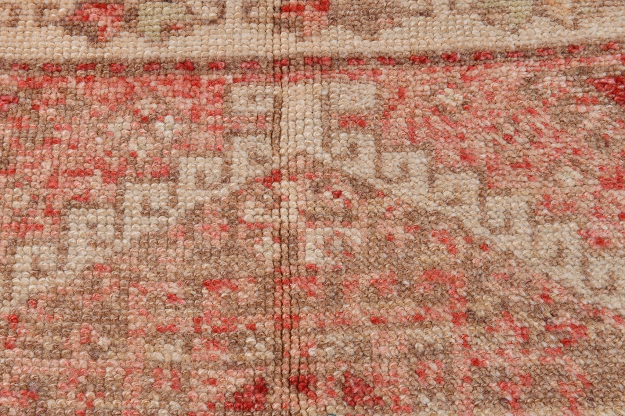 Geometric handmade oushak rug 226x121cm