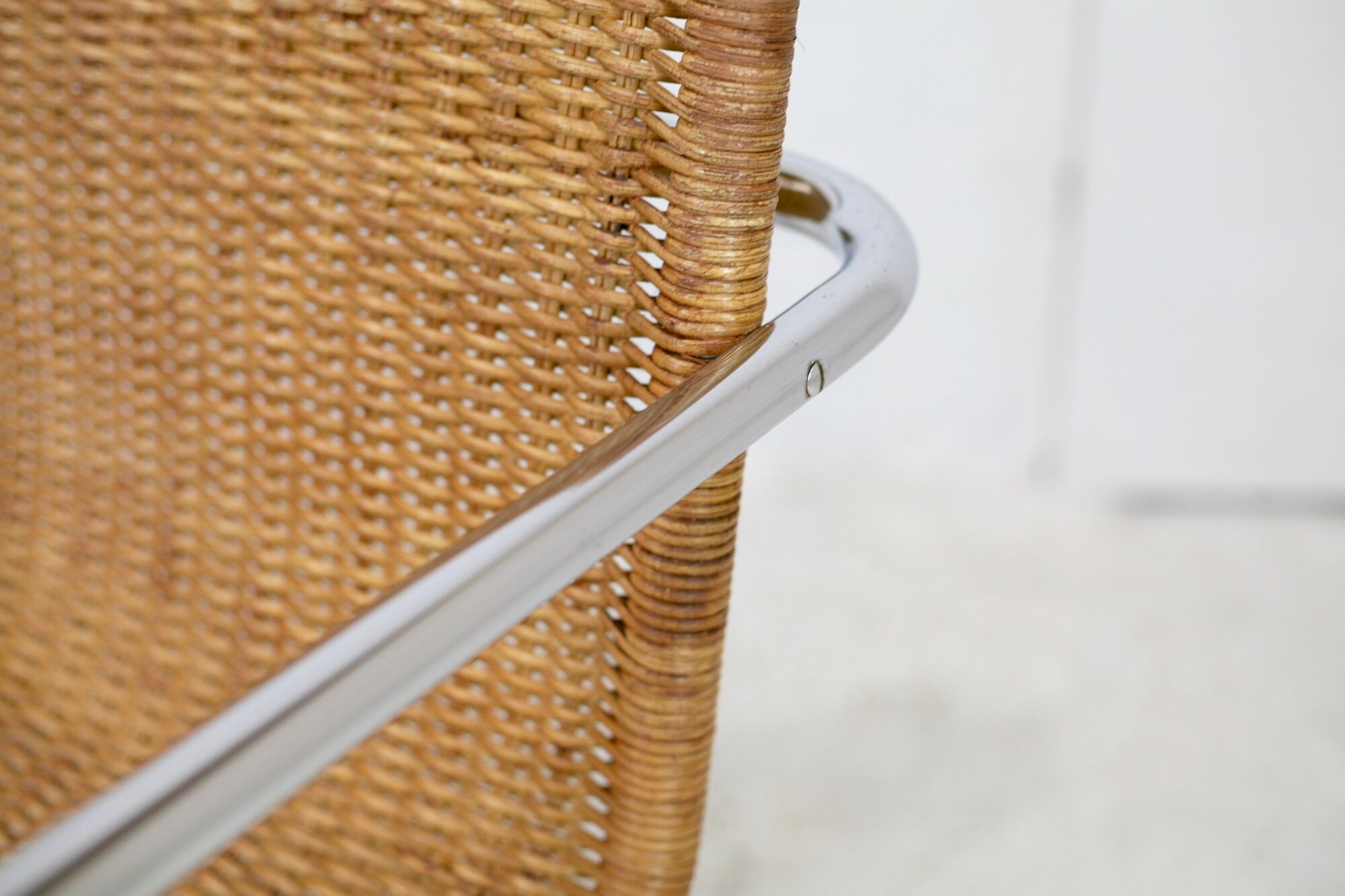 MR20 armchair, tubular chromed steel and rattan, Mies van der Rohe, circa 1960