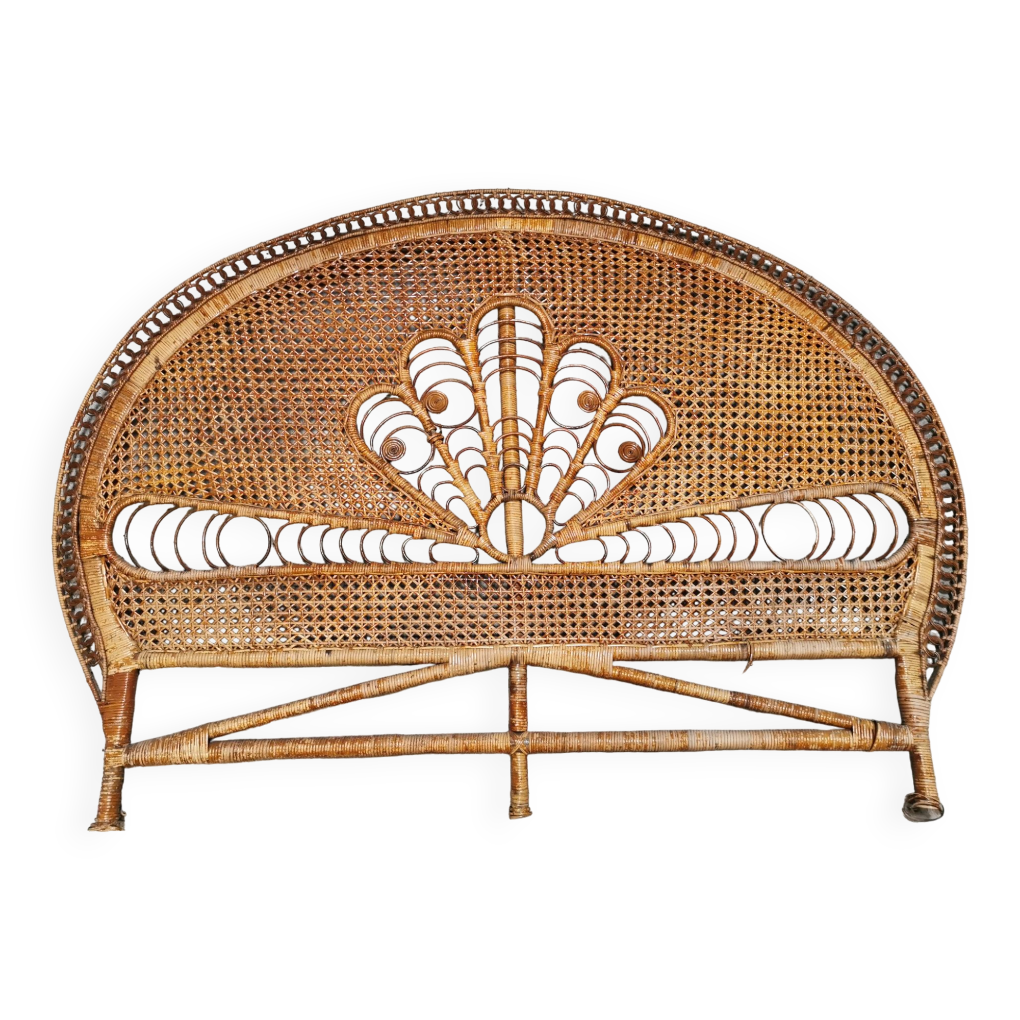 Emmanuelle peacock rattan and cane headboard 1960