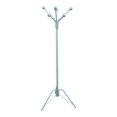 1960s metal parrot coat rack, white, tripod, 8 wooden balls