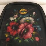 Lot three trays floral pattern hand painted origin Russia