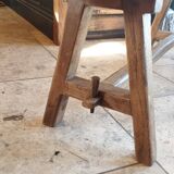"A frame" bench in solid oak, patinated.