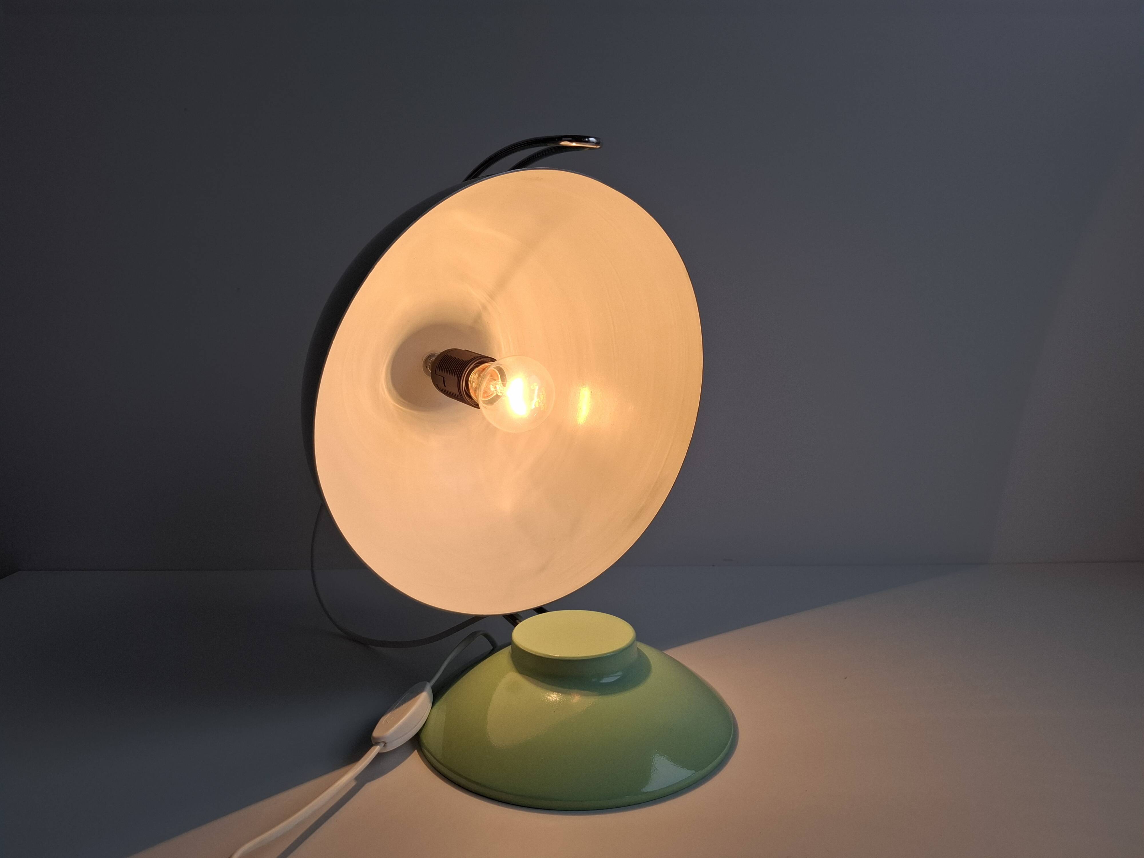Mid-Century Mint Green Czech Desk Lamp with Chrome and Adjustable Shade