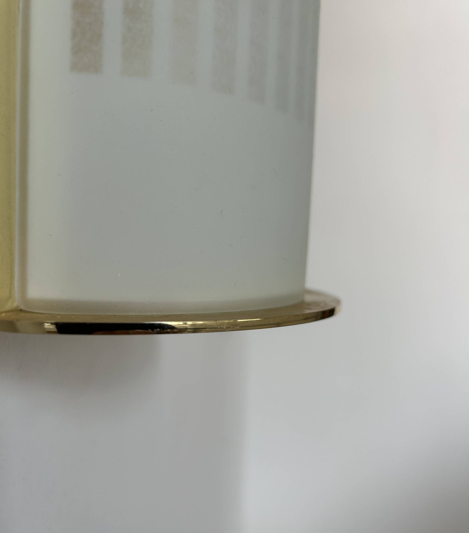 Pair of vintage brass and sandblasted glass wall lights, France 1970