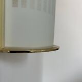 Pair of vintage brass and sandblasted glass wall lights, France 1970