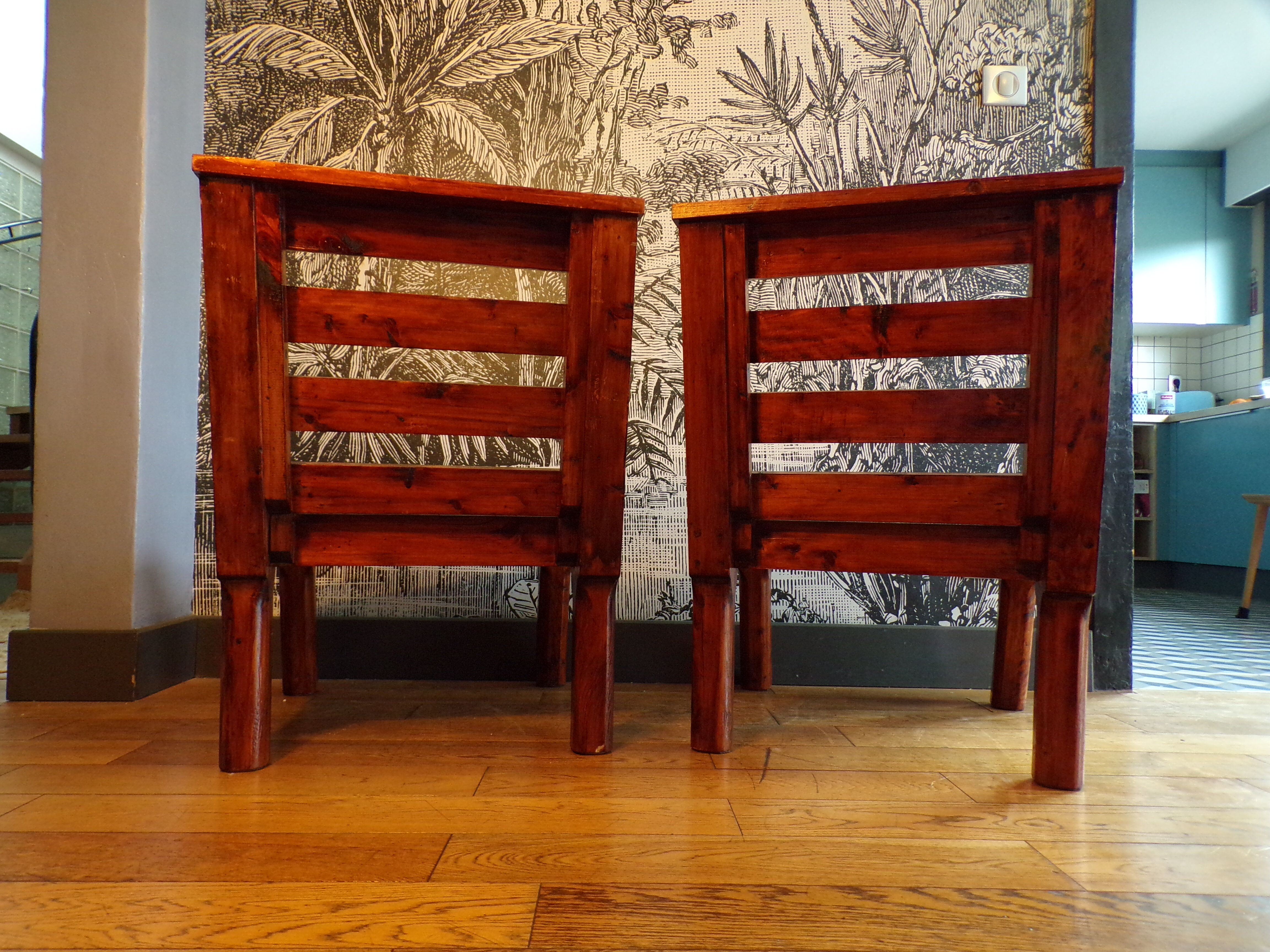 Pair of 1960 pine chairs