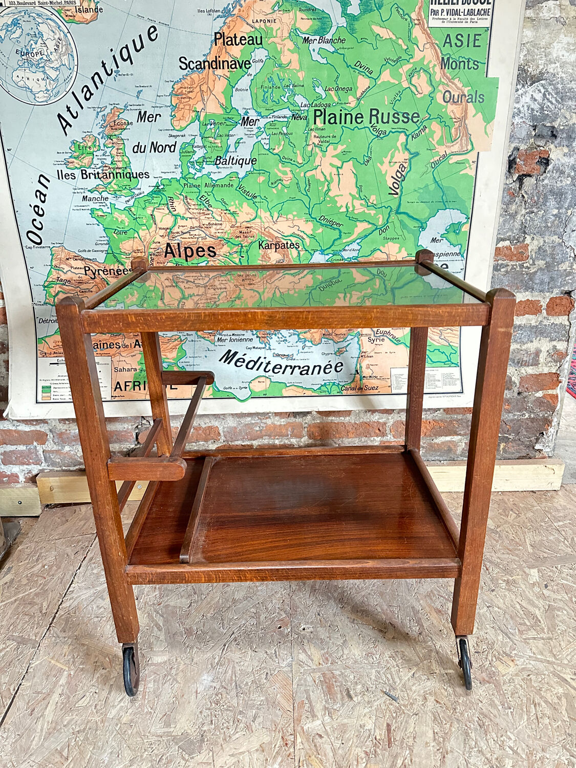 Bar - antique serving trolley on wheels