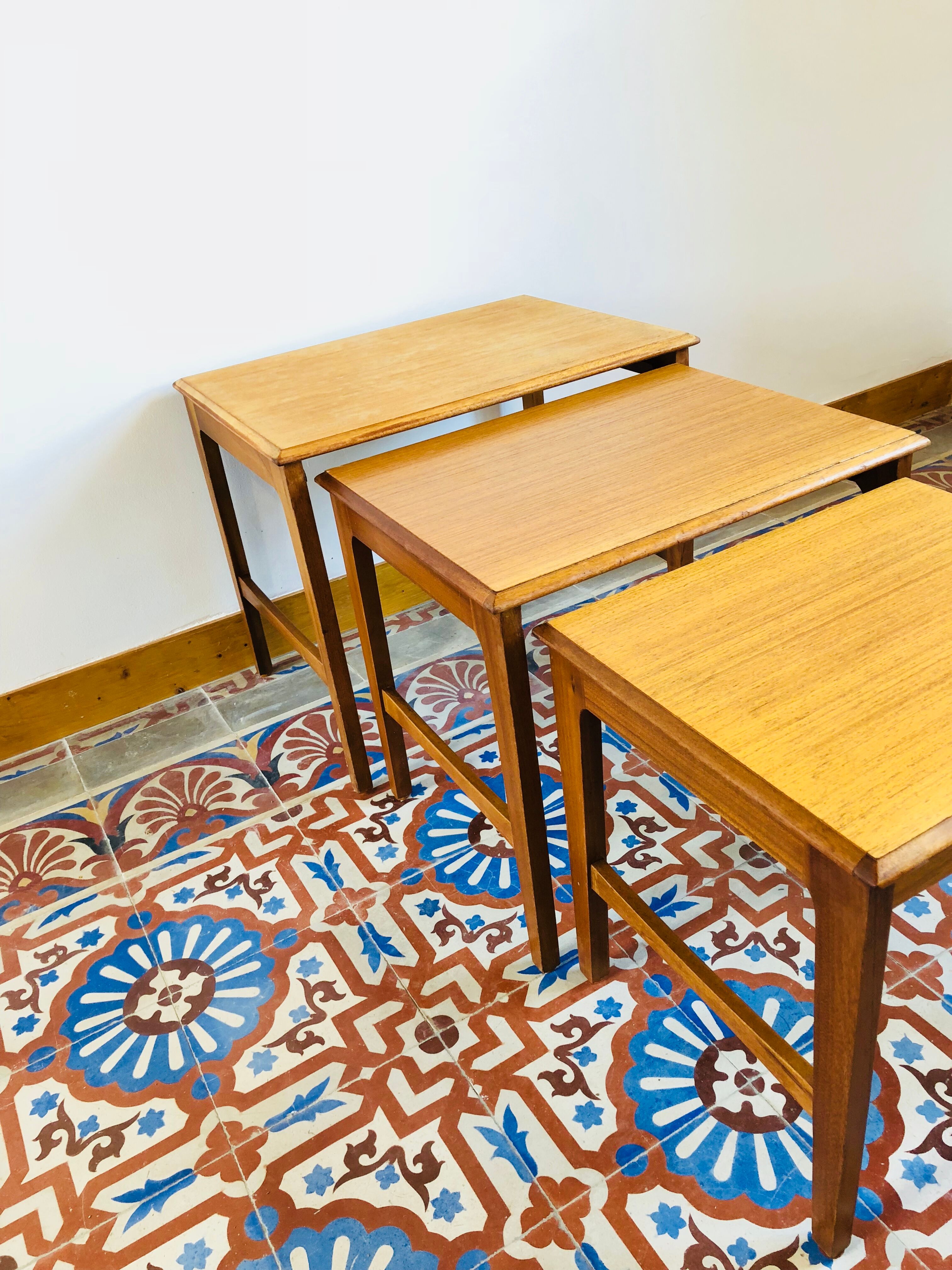 Pull-out tables teak by Remploy