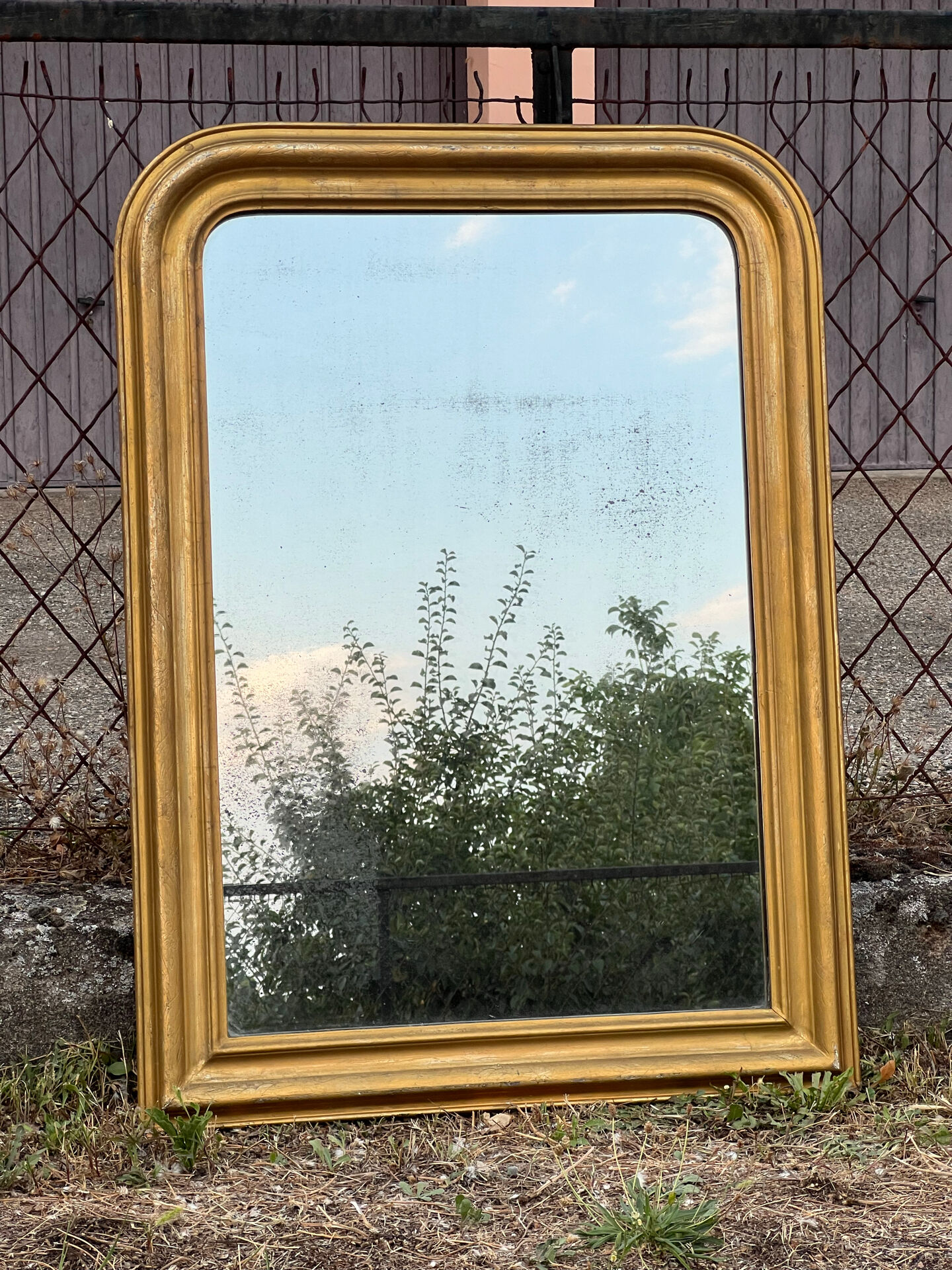 Louis-Philippe gilded mirror with mercury glass 89x65cm