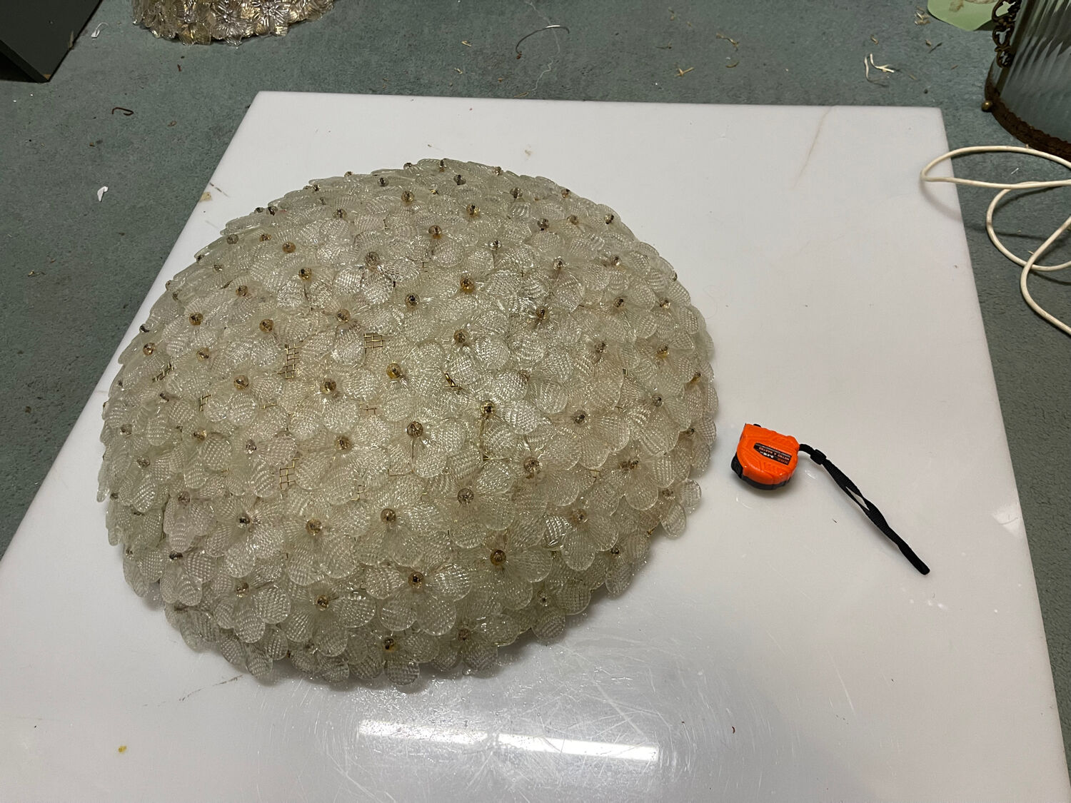 Large Murano Glass Flower Flush Mount Ceiling Light Attributed to Segu