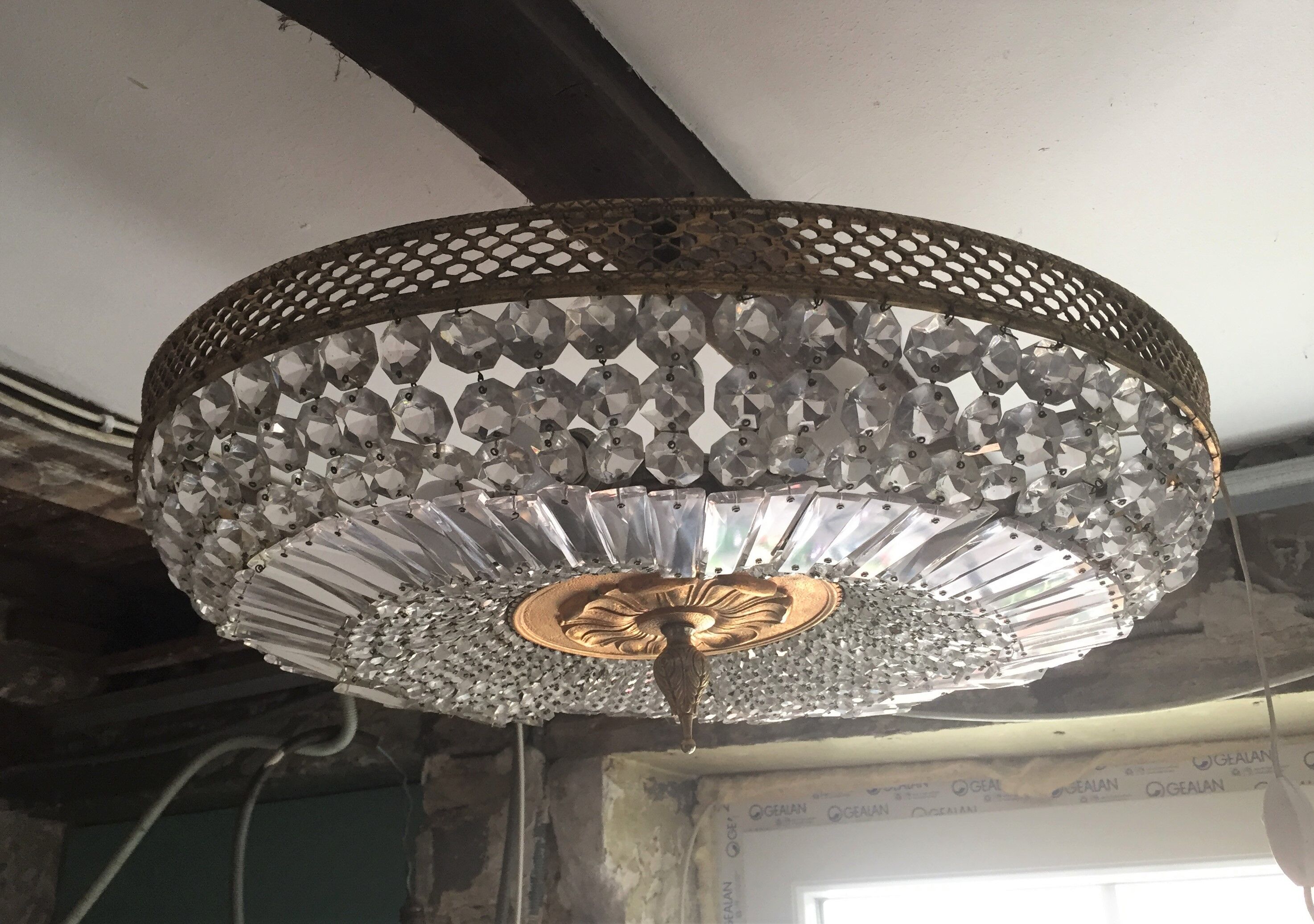 Large ceiling light with stamps and bronze Chandelier Ras de plafond Dome
