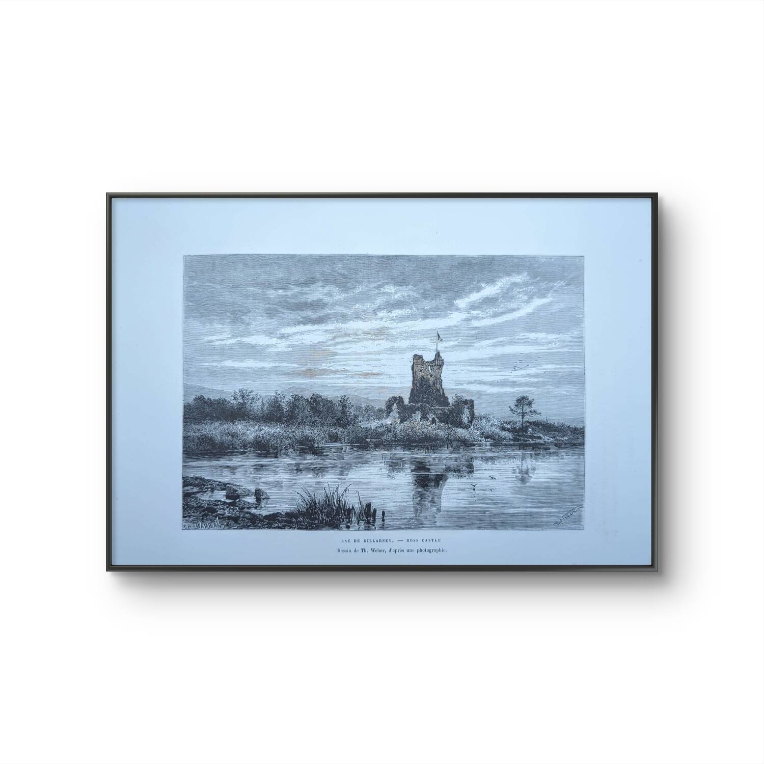 Ross Castle, Killarney, Ireland, printed illustration from 1879.