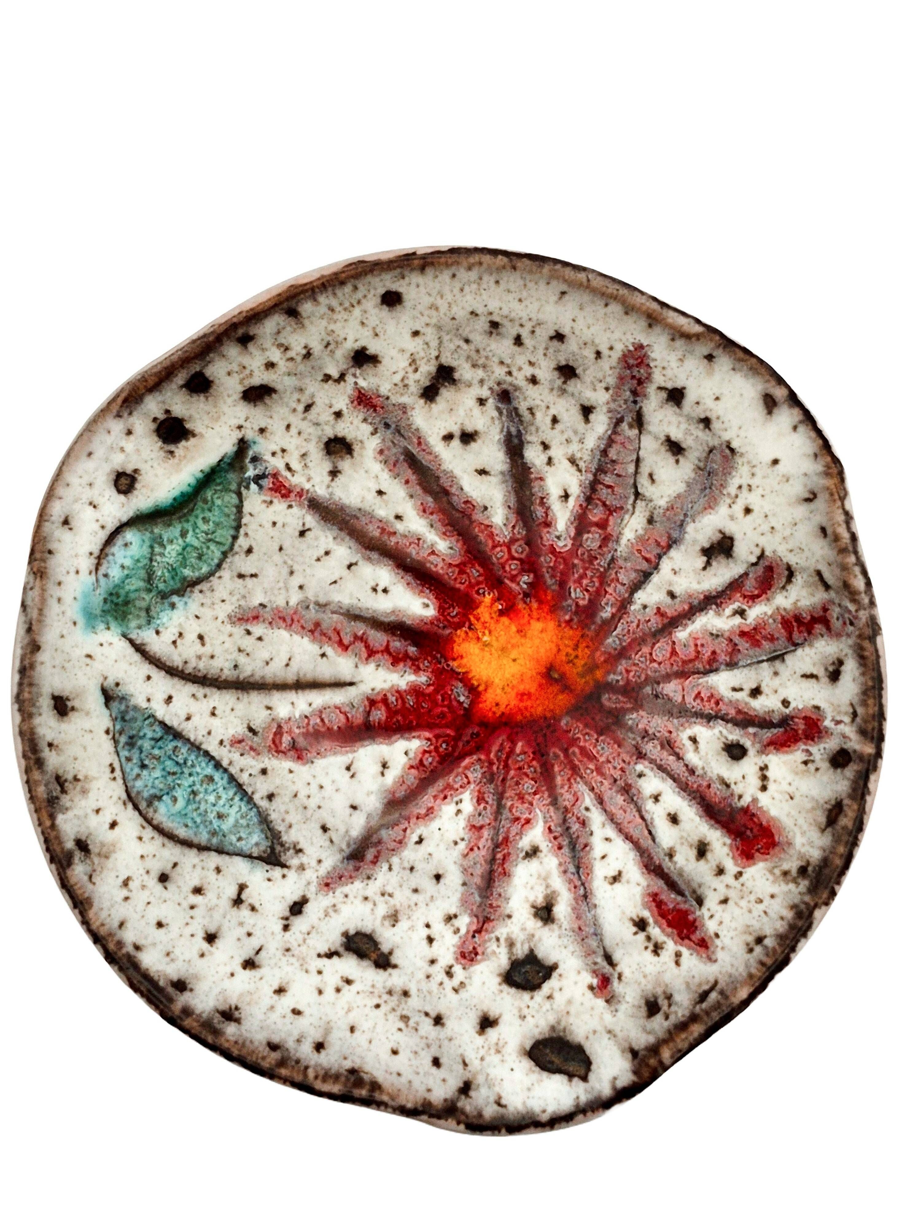 Vintage ceramic catchall dish from Vallauris, 1960s, floral.