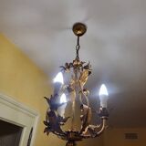 Set of 3 gold painted metal chandeliers