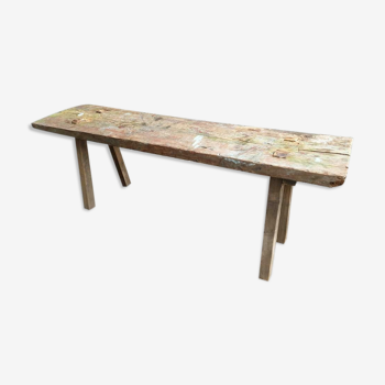 Vintage wooden bench, side table