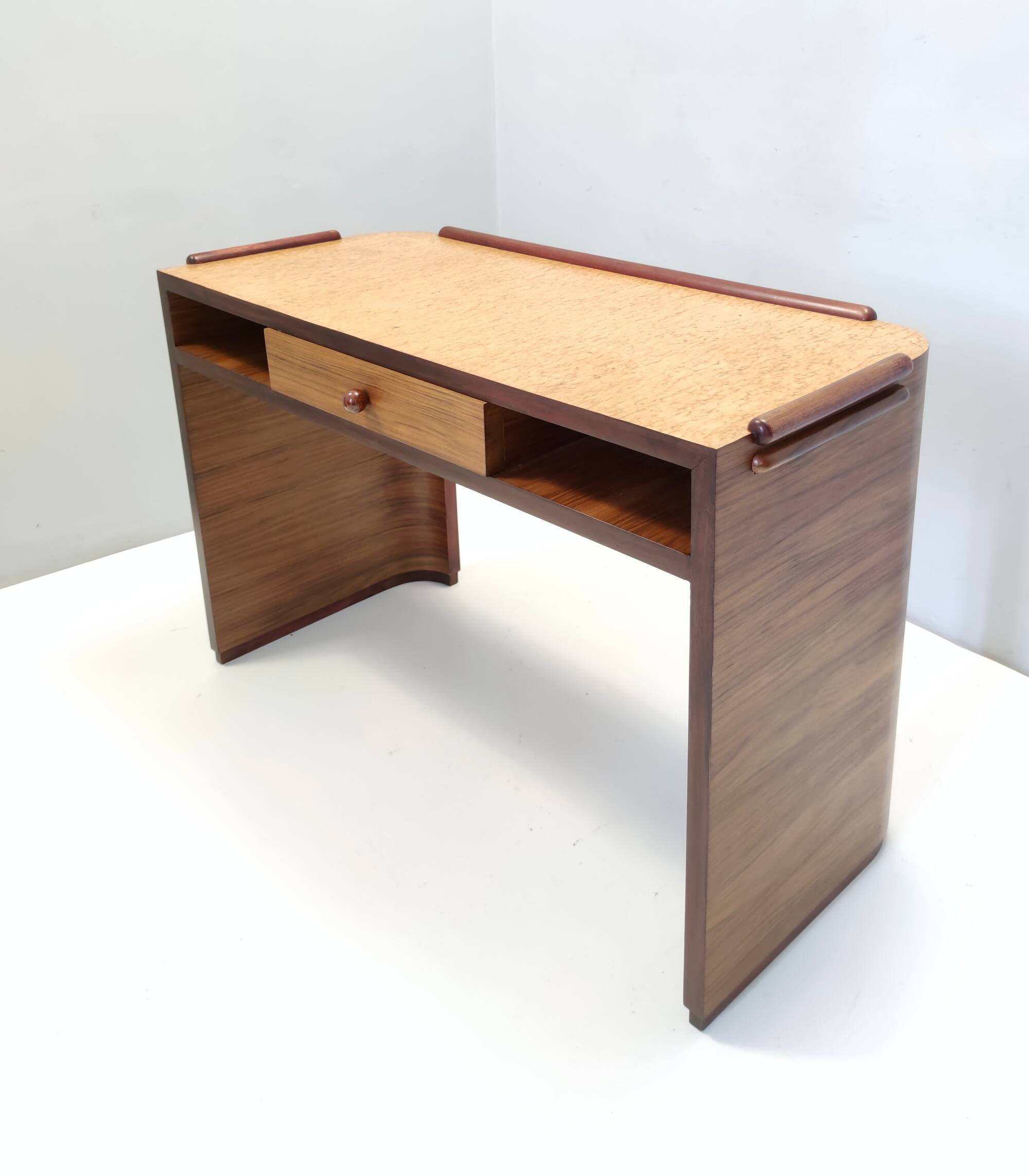 Art Deco desk in walnut, birch and beech, Brianza, Italy