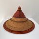 Traditional African Fulani hat in leather and woven straw