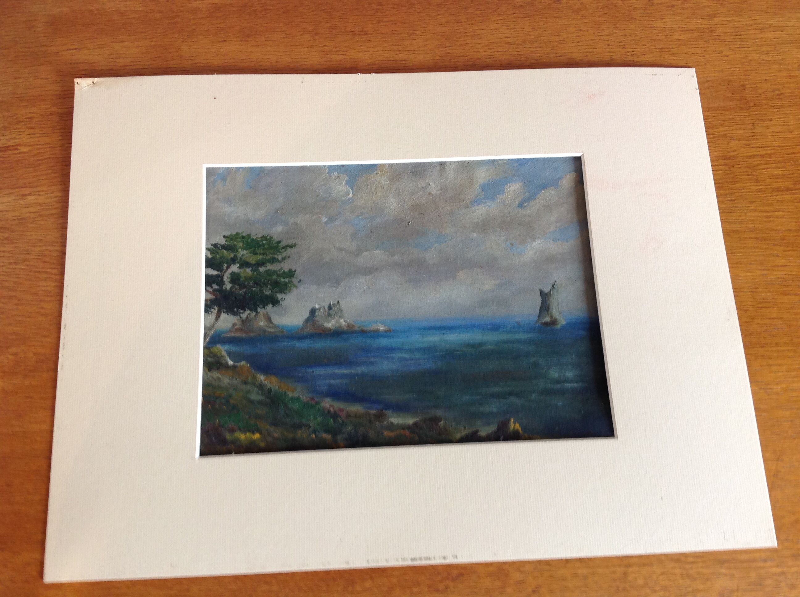 Oil painting of seaside landscape