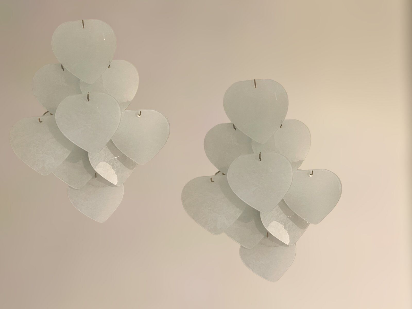Heart Shaped Glass Sconces, 1980s, Set of 2
