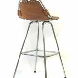 Charlotte Perriand "Les Arcs" vintage saddle leather bar stool – 1960s