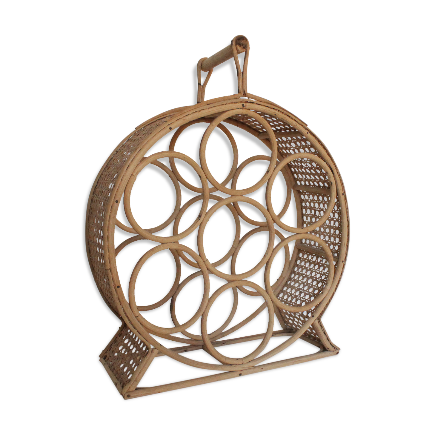 Wicker and rattan bottle holder