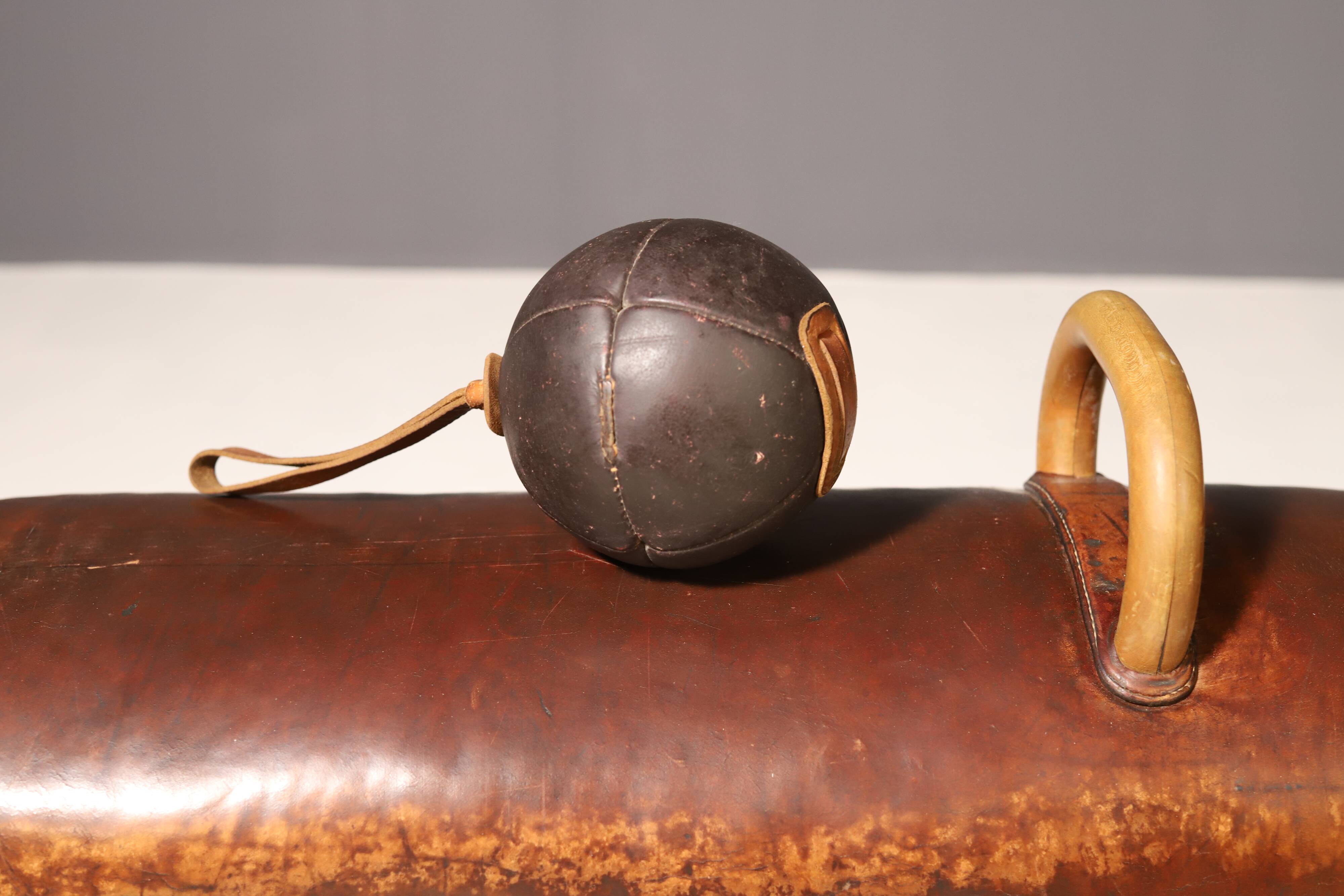 Large Vintage Leather Medicine Ball