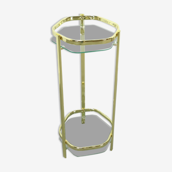 Brass plant table with glass top
