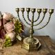Candlestick, Seven-branched Menorah in brass