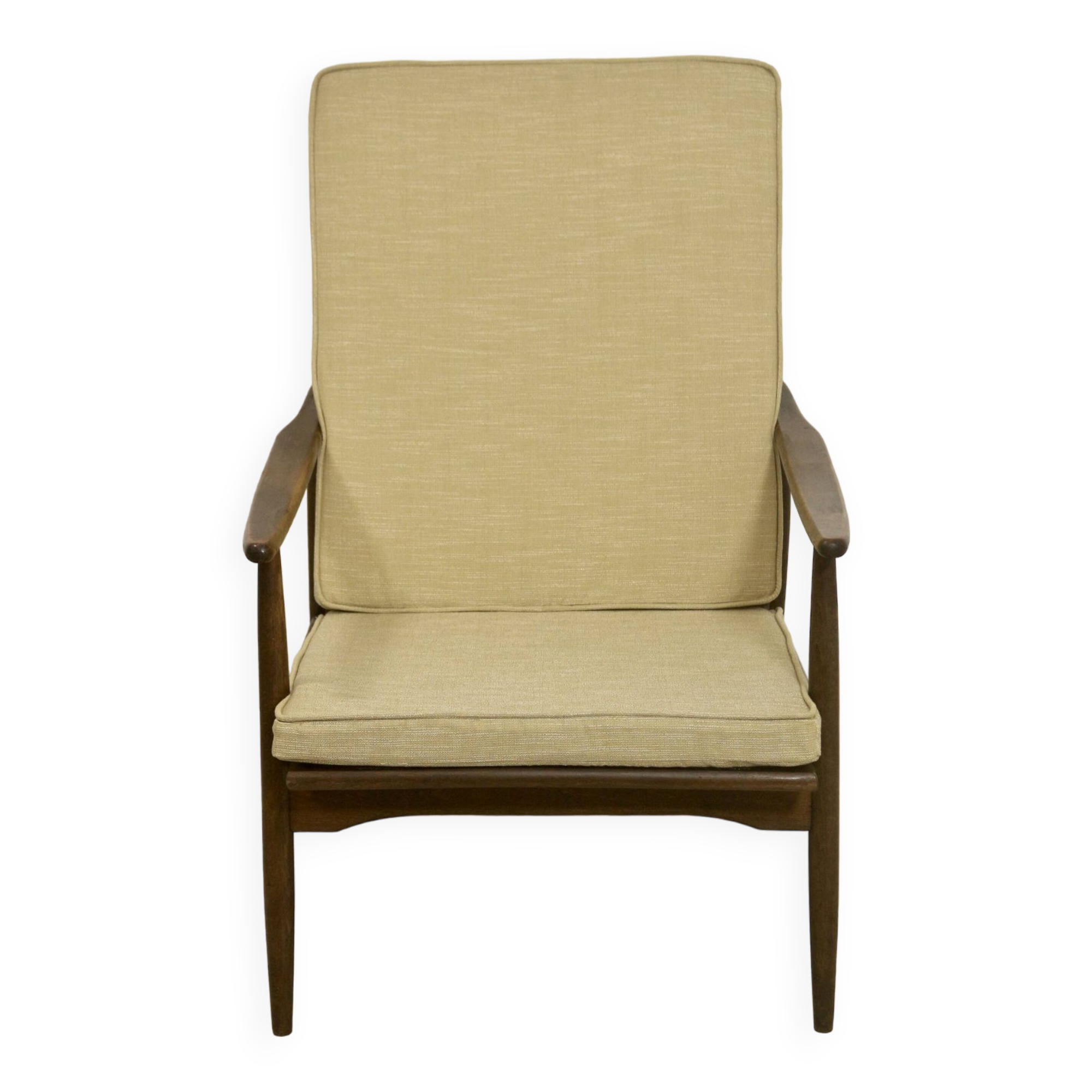 Scandinavian armchair 1960 curved armrests.