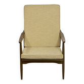 Fauteuil scandinave 1960 accoudoirs incurvés.