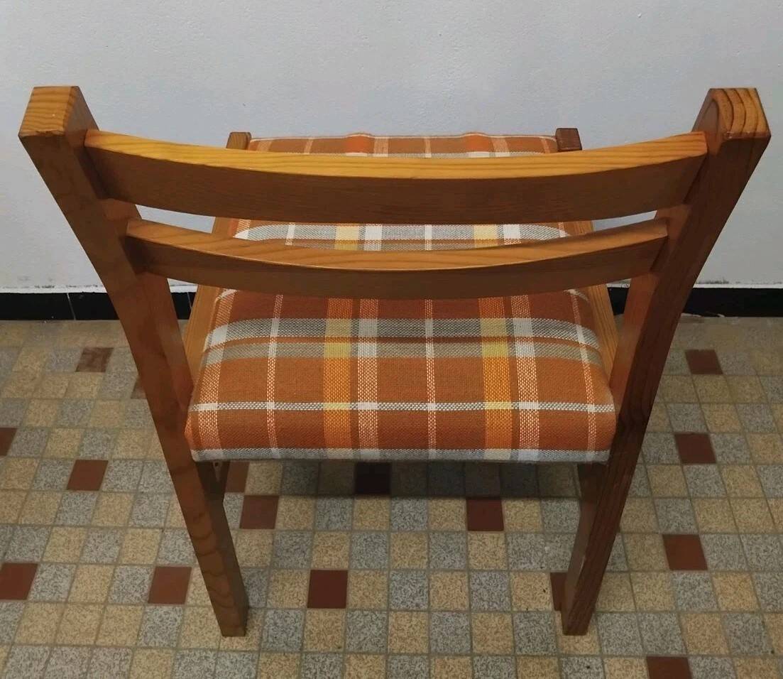 Pair of Vintage Wooden / Orange Fabric Chairs