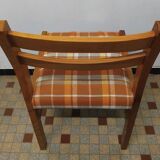 Pair of Vintage Wooden / Orange Fabric Chairs