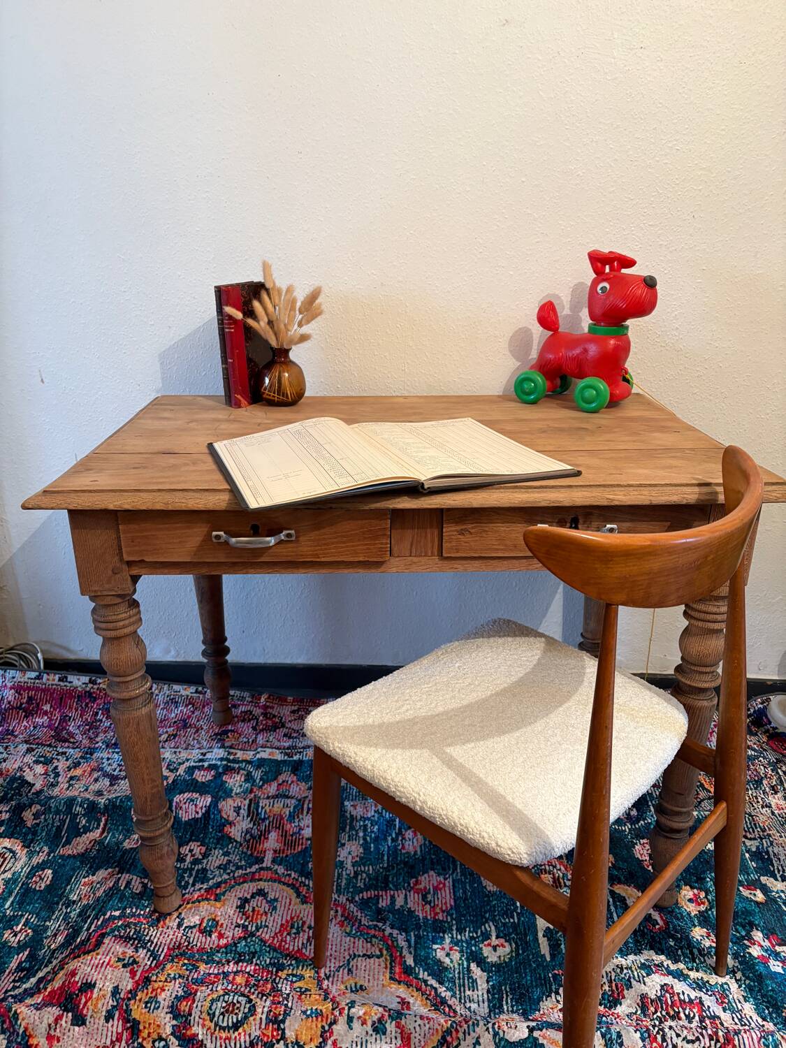 Raw wood farmhouse table