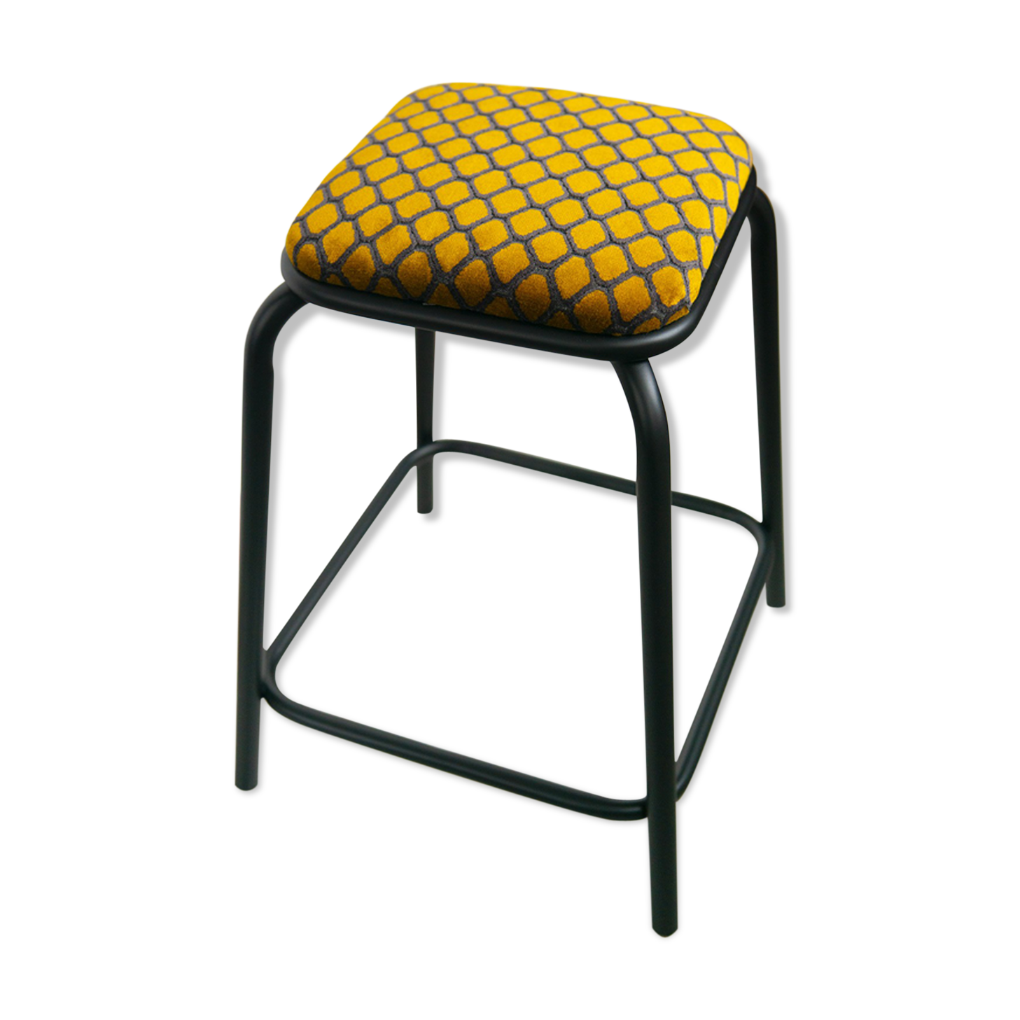 Matte and yellow black industrial stool